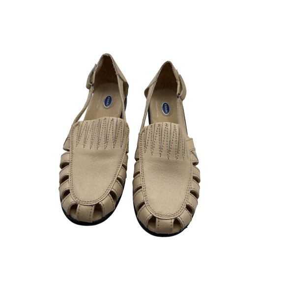 Dr. Scholl's Size 10 Leather Comfortable Beige Loafers Cut-Out Design Cushioned - Picture 8 of 13